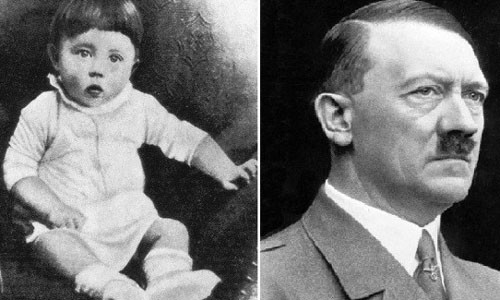 Adolf Hitler là một trong những  nhân vật tàn ác nhất lịch sử. Trùm phát xít này là người đã gây ra cái chết của hàng triệu người Do Thái trong Chiến tranh thế giới 2. Khi còn nhỏ, Hitler mang dáng vẻ dễ thương nhưng khi lớn lên mang gương mặt của ác quỷ, giết người man rợ.